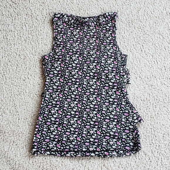 Pretty Express Lightweight Tiered Ruffles Floral Black Tank Top - Picture 2 of 10